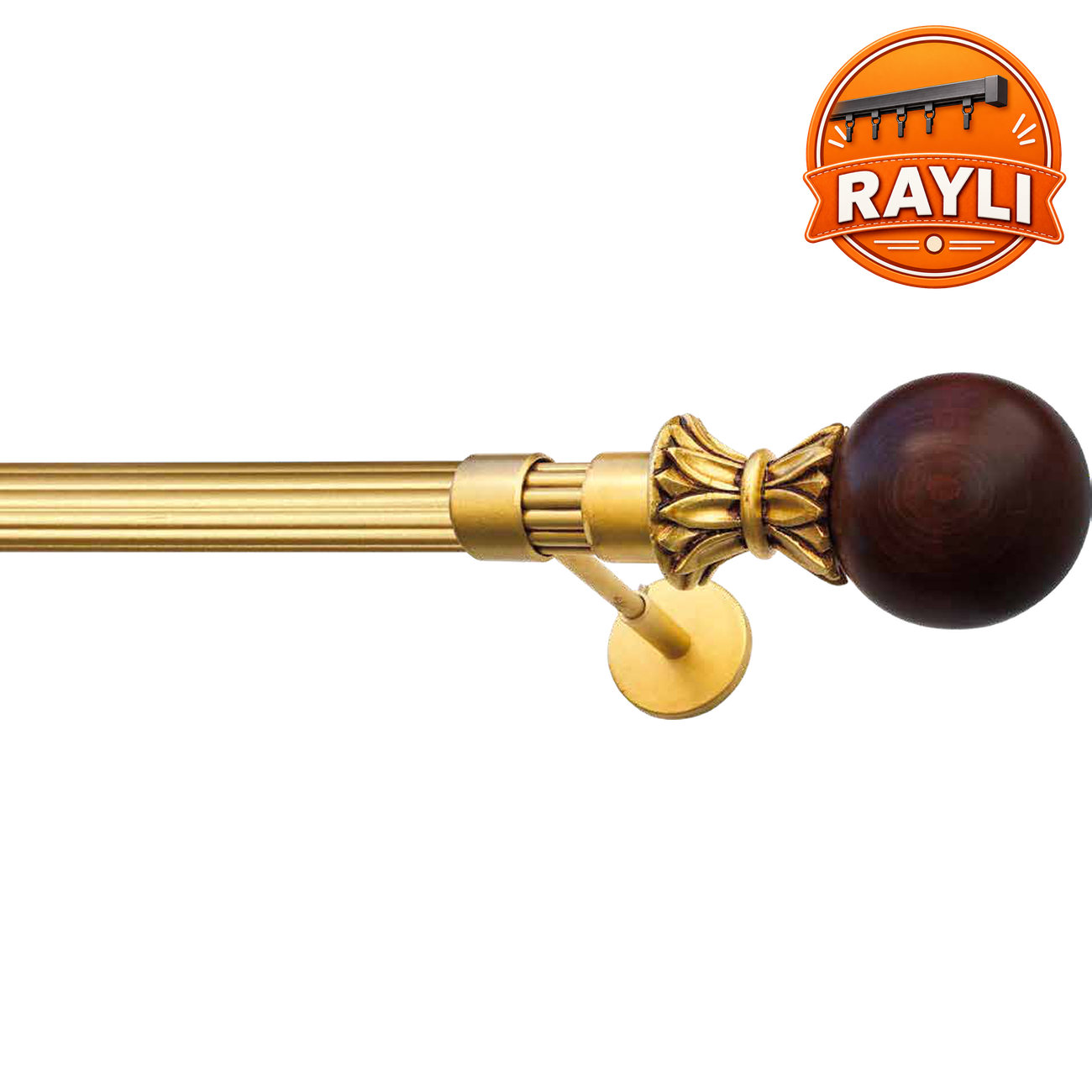 Oymalı Yaka Küre Topuz Ahşap Rustik Perde Askısı | Raylı Rustik Perde Borusu, Ahşap Perde Çubuğu