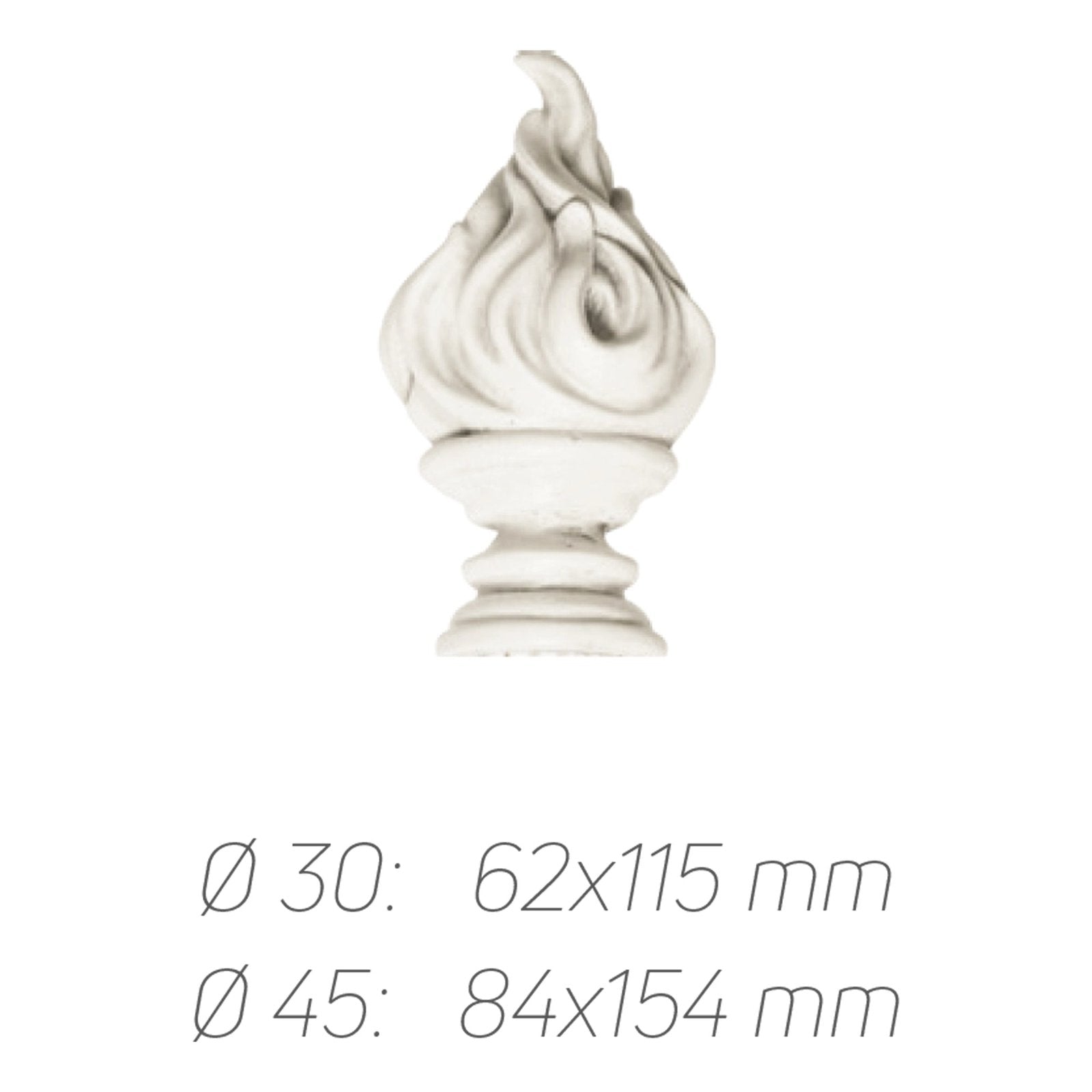 Rustik Perde Borusu 30-45 mm - Beyaz Eskitme Metal - Meşale