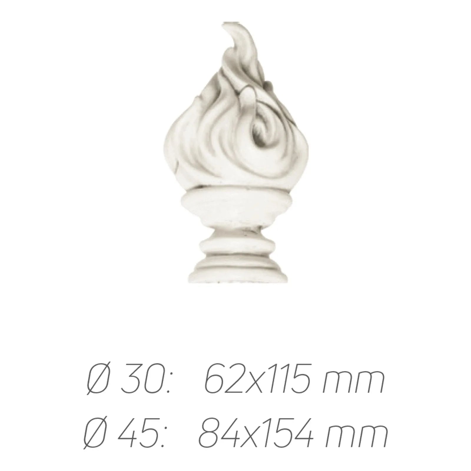 Rustik Perde Borusu 30-45 mm - Beyaz Eskitme Metal - Meşale