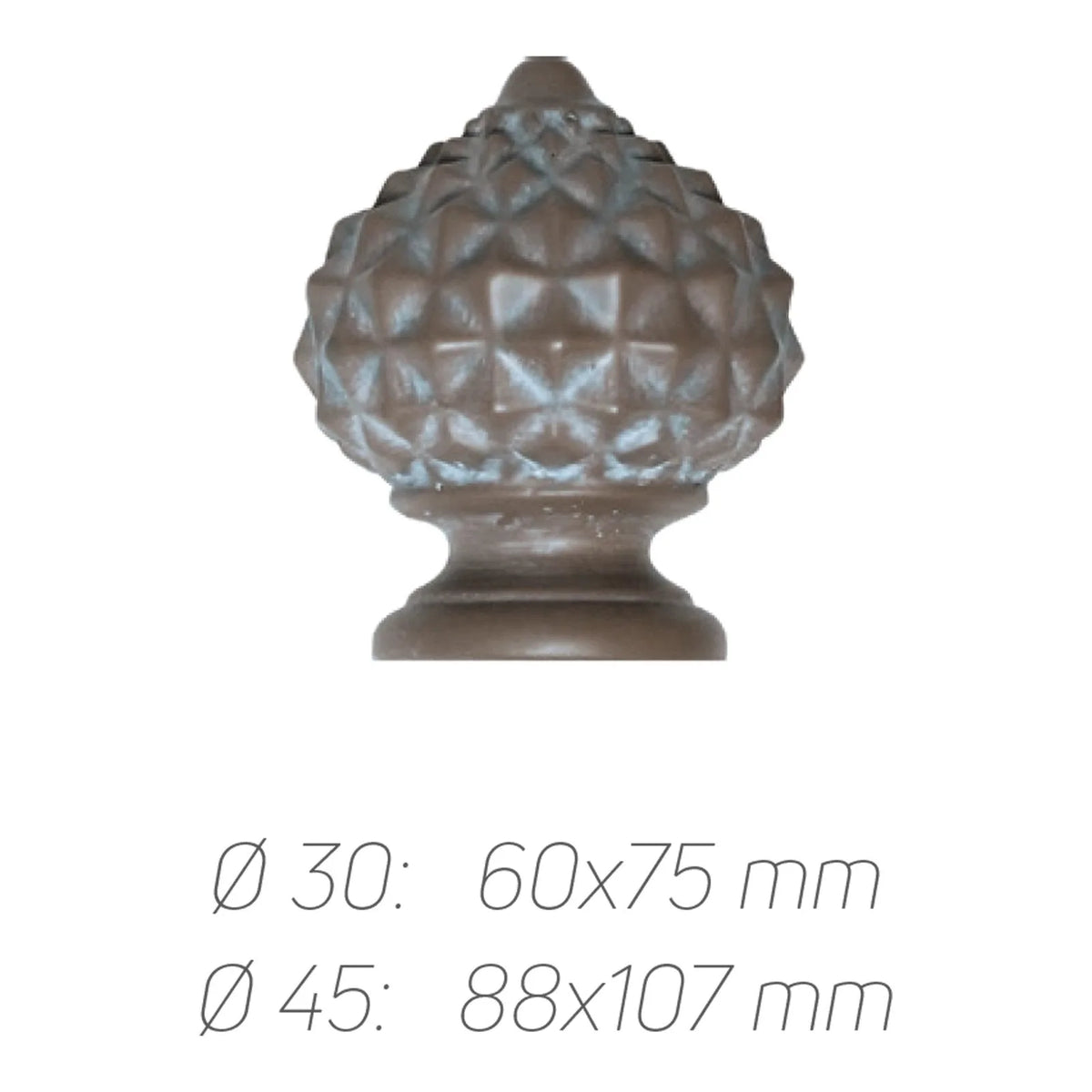 Rustik Perde Borusu 30-45 mm - Kahverengi Eskitme Metal - Elmas