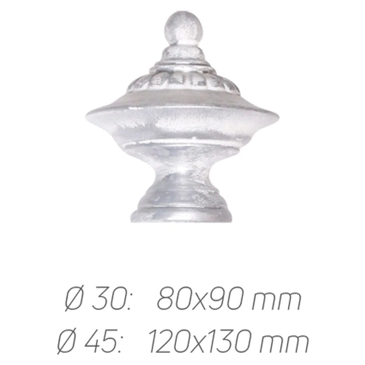 Rustik Perde Borusu 30-45 mm - Beyaz Eskitme Metal - Çömlek