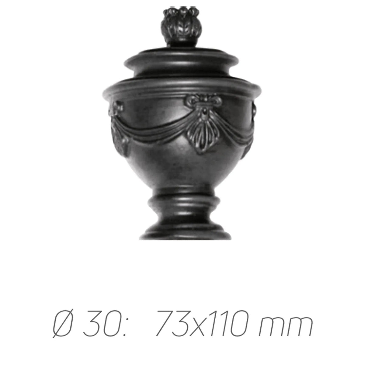 Rustik Perde Borusu 30 mm - Antrasit Eskitme Metal - Fiyonklu Vazo