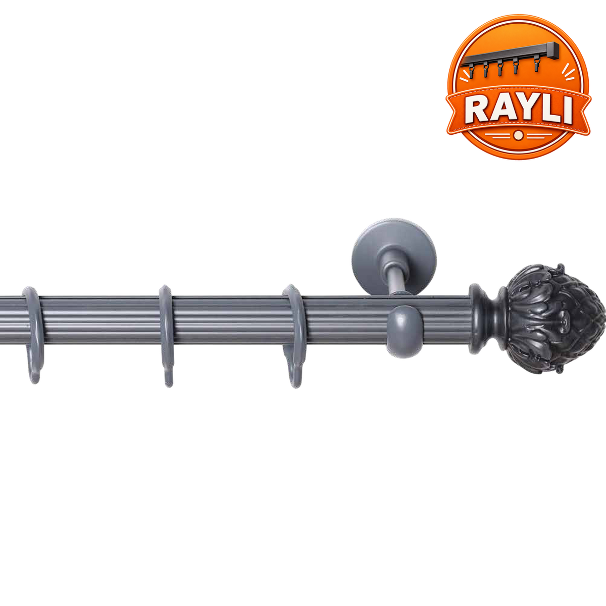 Yaprak Desenli Küre Topuz Metal Rustik Perde Askısı | Raylı Rustik Perde Borusu, Ahşap Perde Çubuğu
