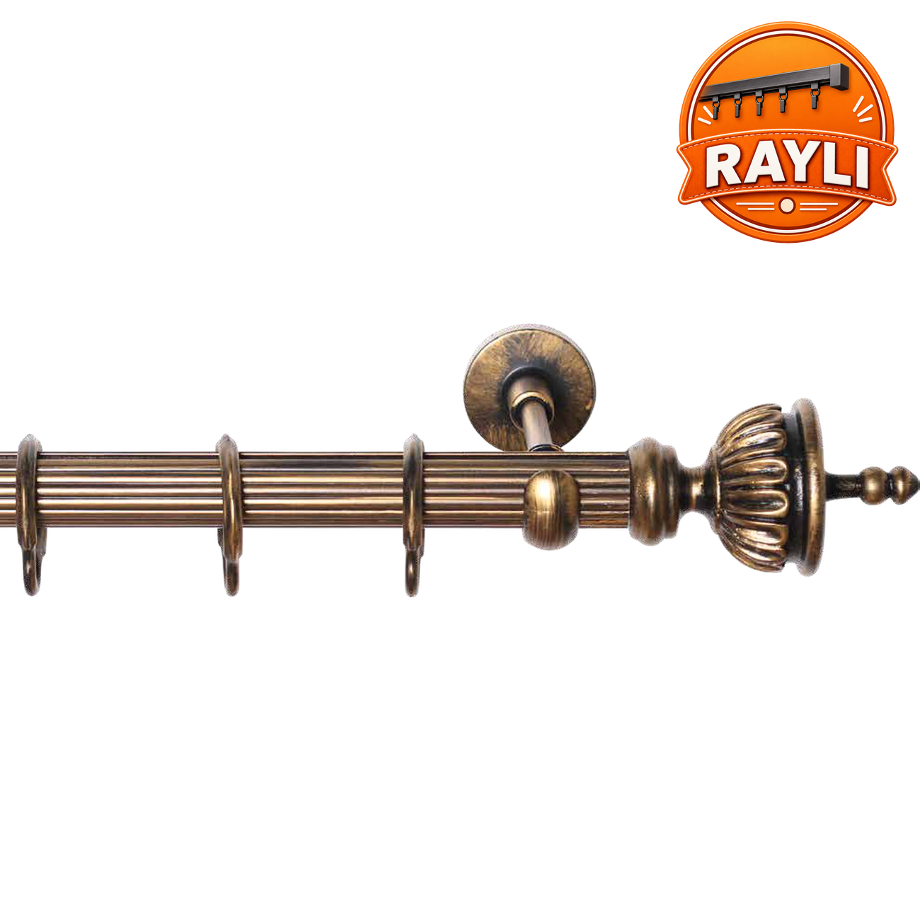 Oluklu Disk Topuz Metal Rustik Perde Askısı | Raylı Rustik Perde Borusu, Ahşap Perde Çubuğu