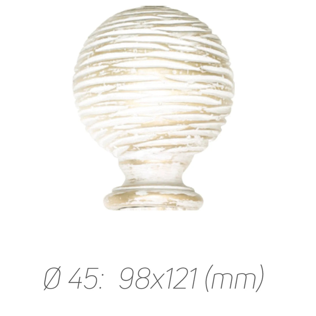 Rustik Perde Borusu 45 mm - Beyaz Altın Eskitme Metal - Vintage