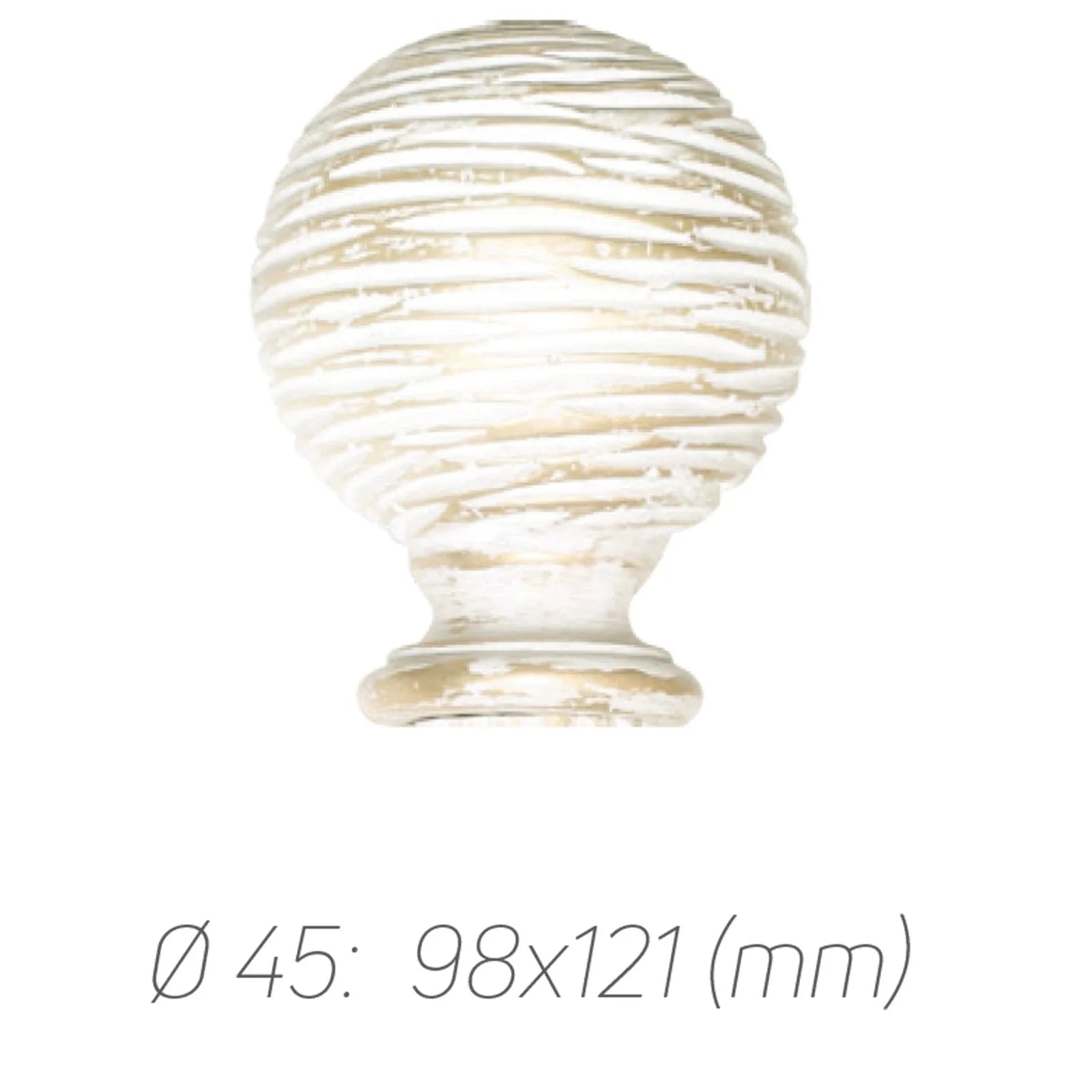 Rustik Perde Borusu 45 mm - Beyaz Altın Eskitme Metal - Vintage