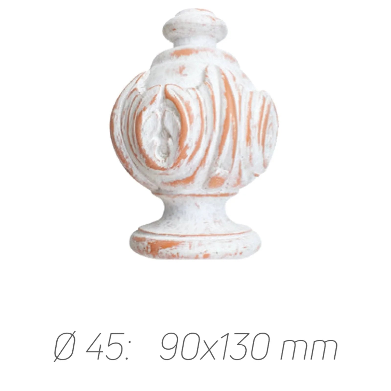 Rustik Perde Borusu 45 mm - Beyaz Turuncu Eskitme Metal - Antik