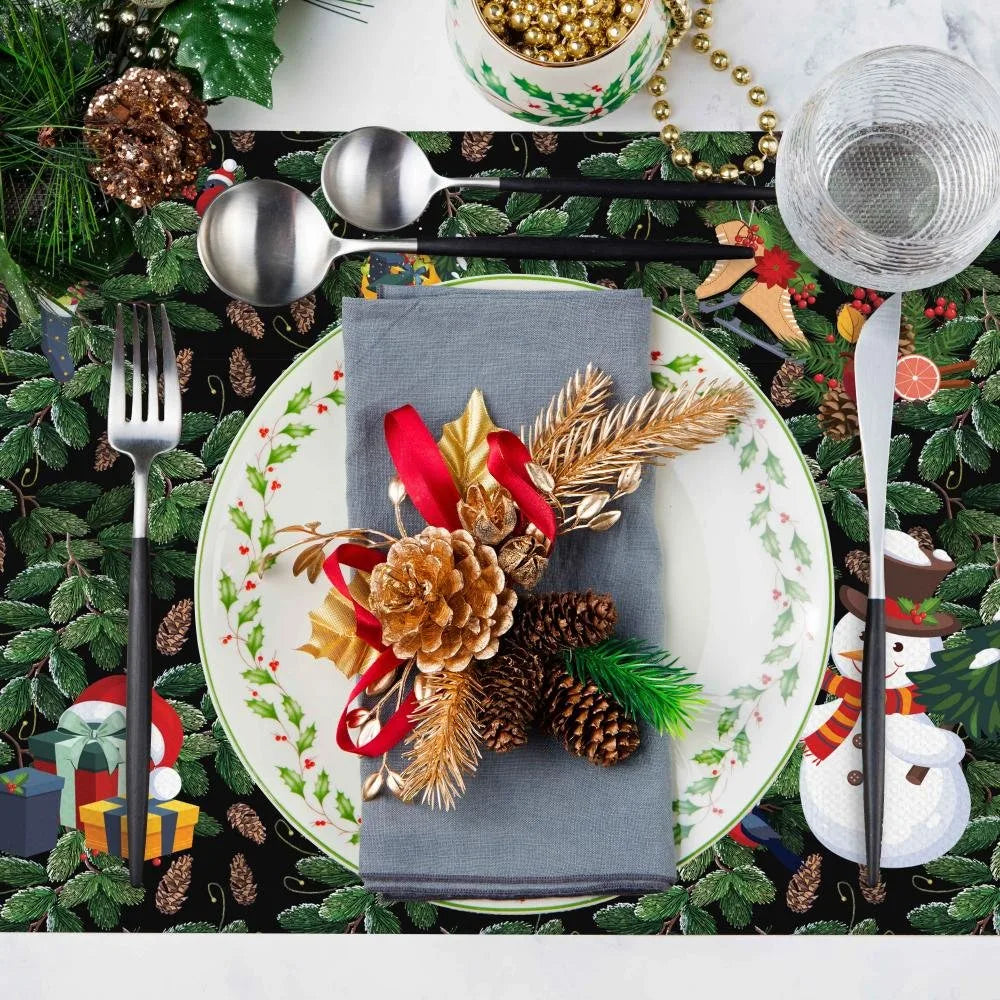 Çam Kozalağı Kumaş Amerikan Servis 4'lü Set 35X50CM