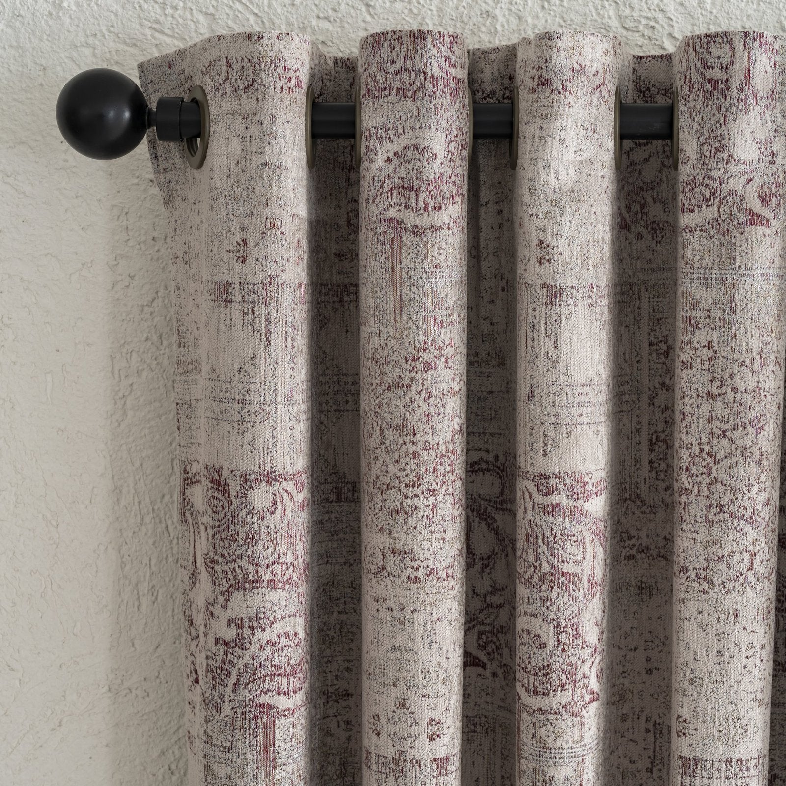 Cream Vintage Authentic Pattern Background Curtain | Evia