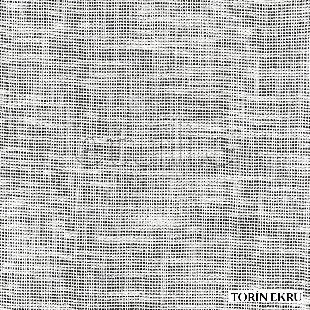 Ekru Keten Çizgi Efekli Kalın Dökümlü Düz Tül Perde | Torin