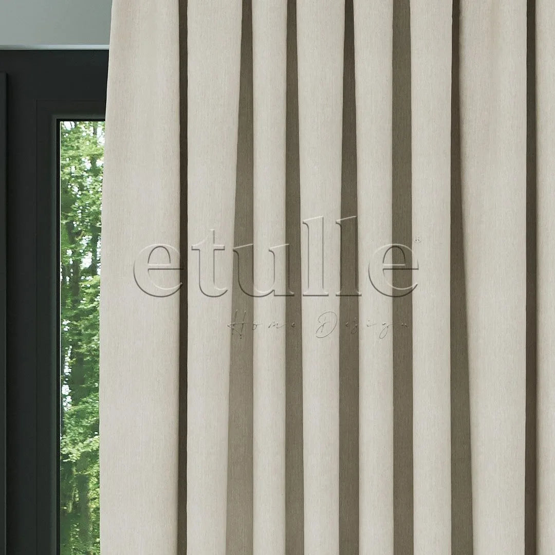 Ekru Naturel Kırçıllı Keten Fon Perde | Casual