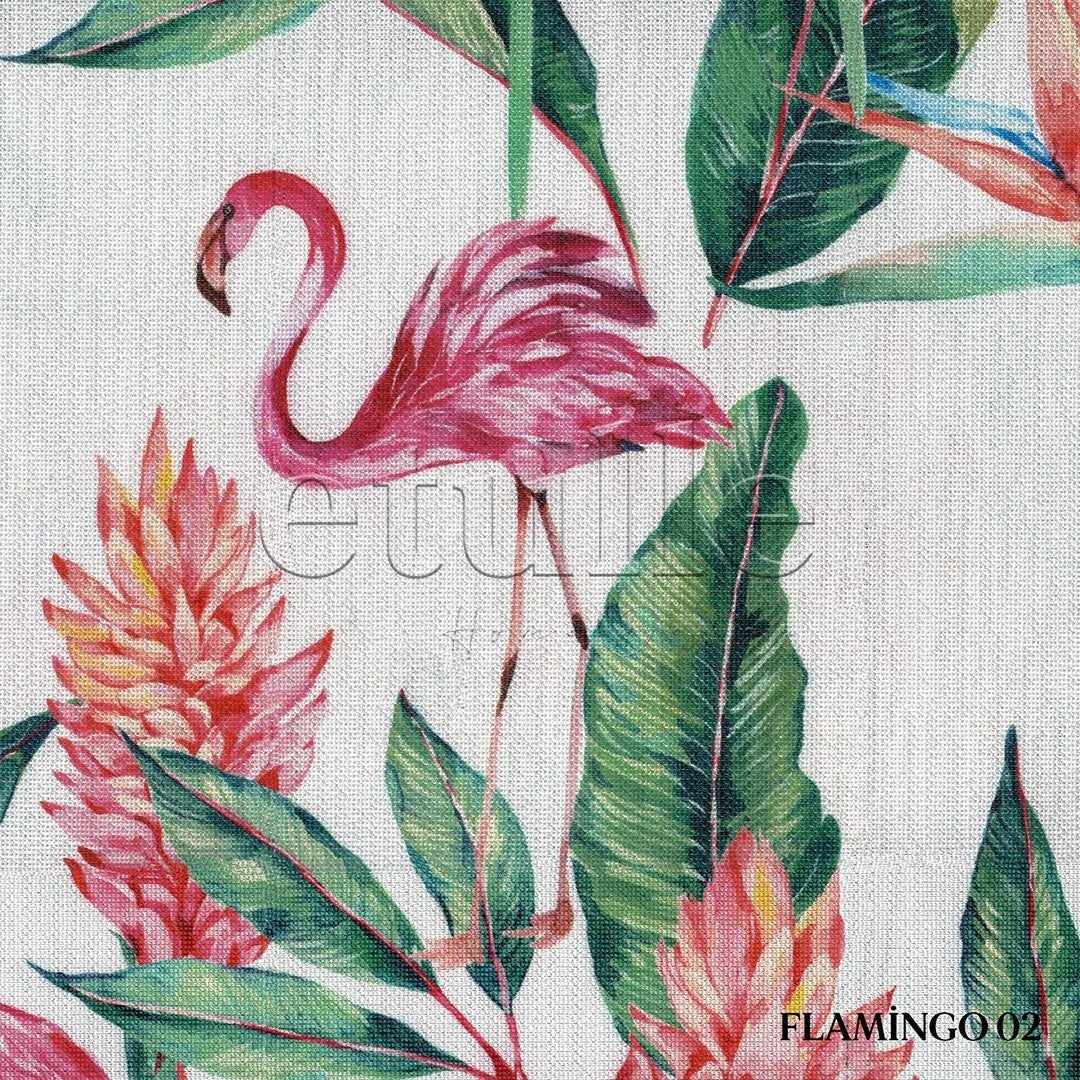 Flamingo Garden - Printed Vertical Tulle Curtain