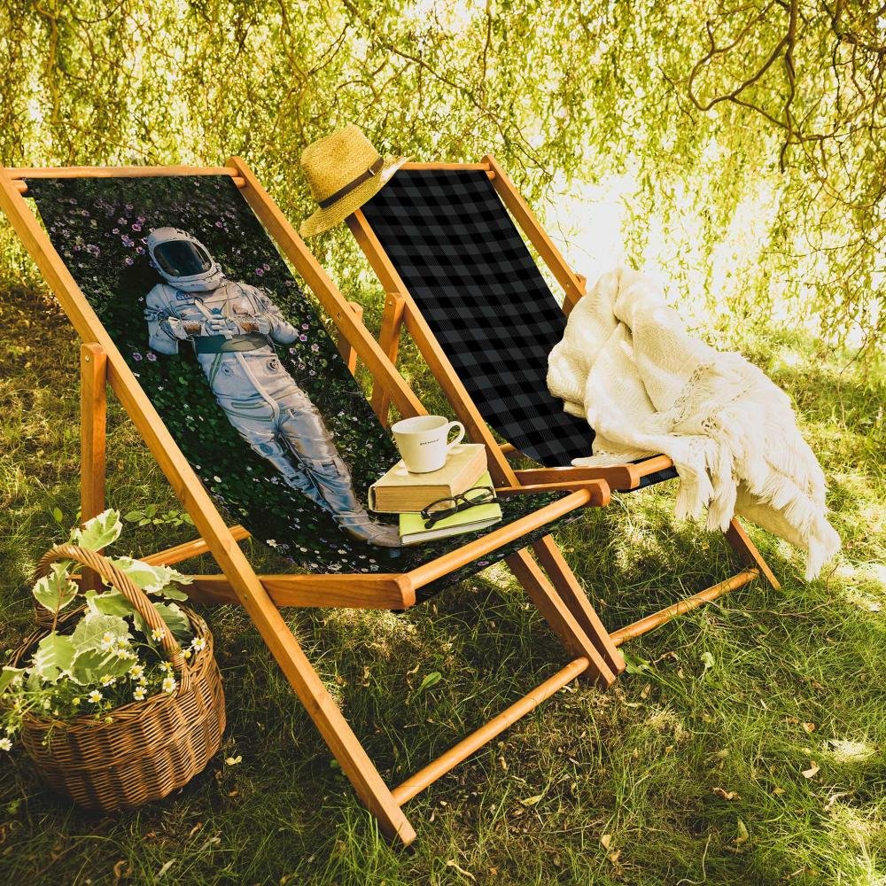 Grey Plaid Foldable Sun Lounger - SZL21