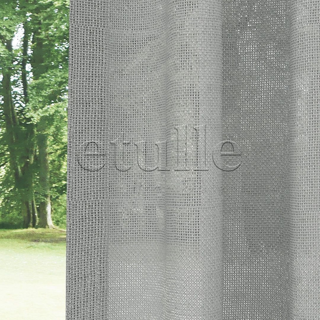 Gray Shiny Plain Textured Tulle Curtain | Jasper