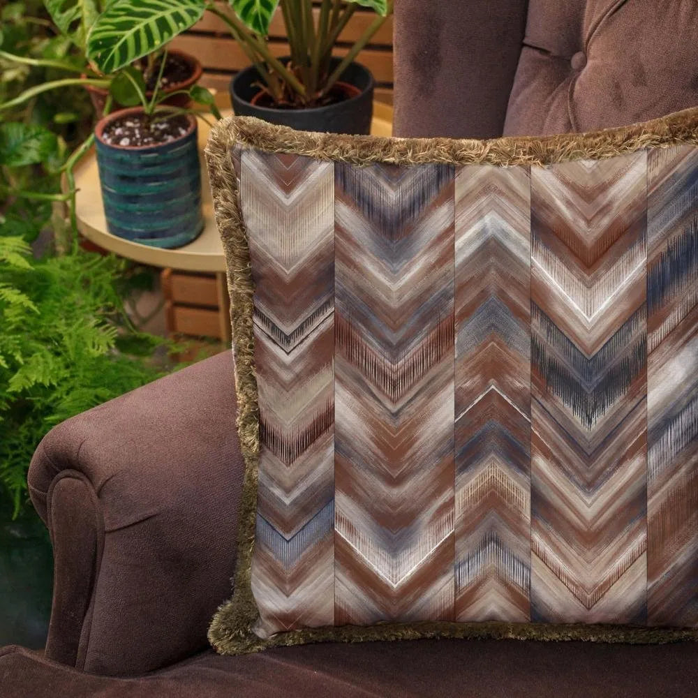 Kahverengi Geometrik Design Yastık - EY313