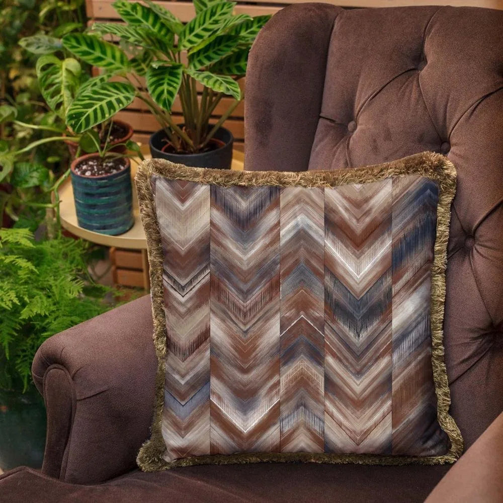 Kahverengi Geometrik Design Yastık - EY313