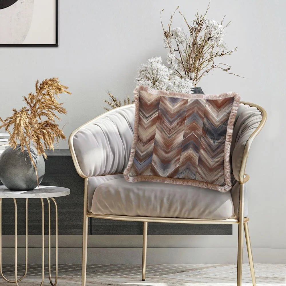 Kahverengi Geometrik Design Yastık - EY313