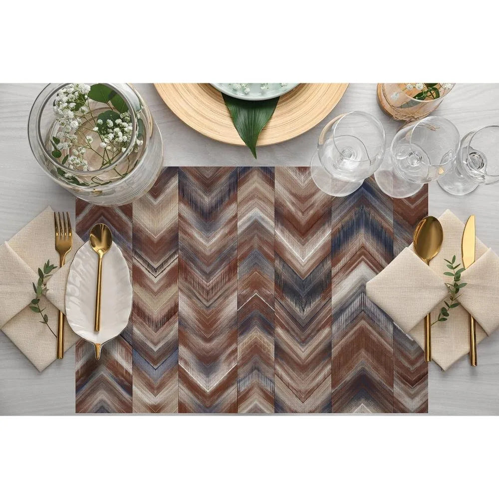 Kahverengi Geometrik Kumaş Amerikan Servis 4'lü Set 35X50CM