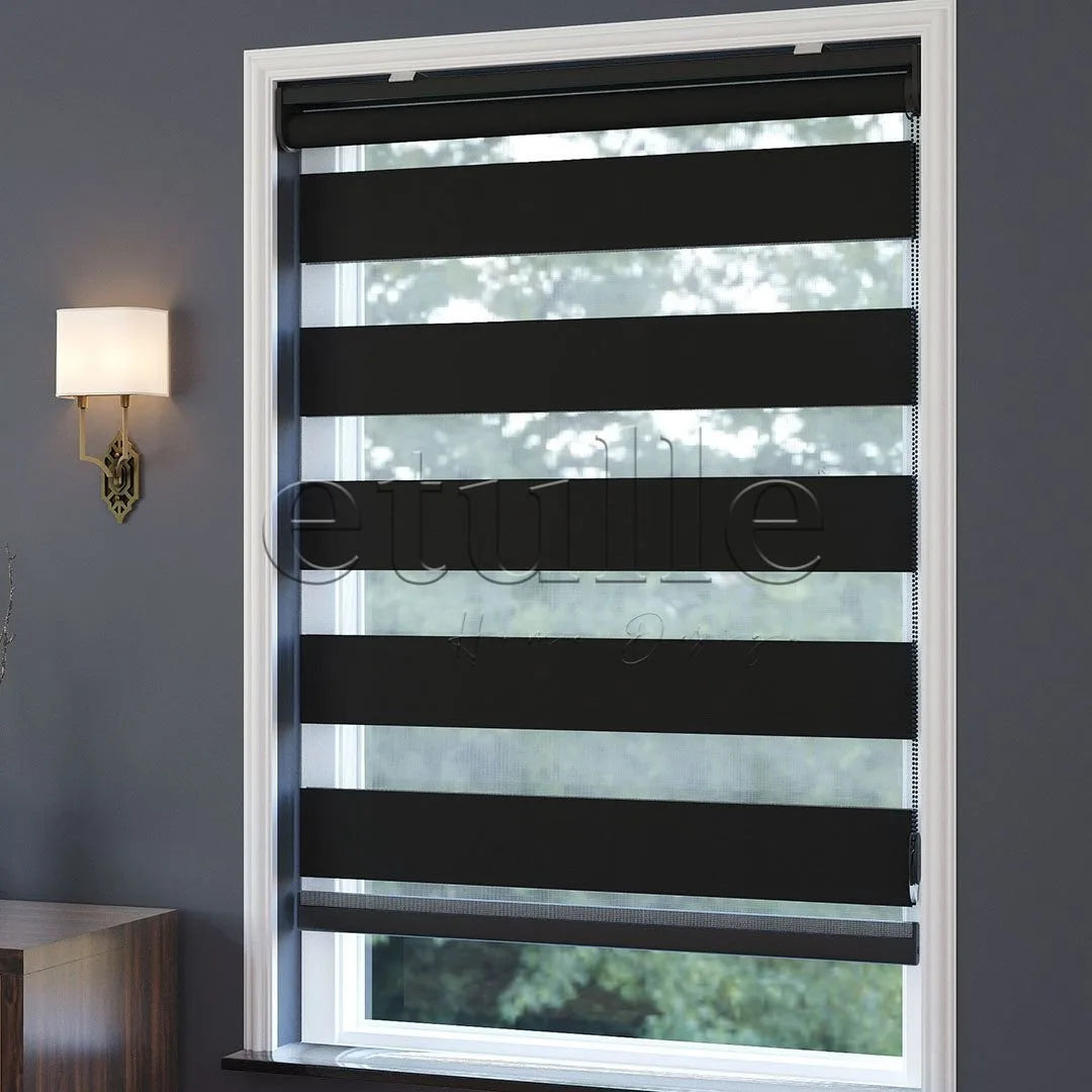 Siyah Blackout Zebra Perde | Kanbina