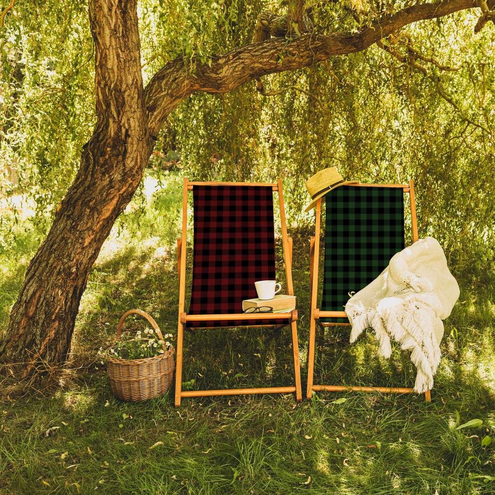 Red Plaid Foldable Deck Chair - SZL10