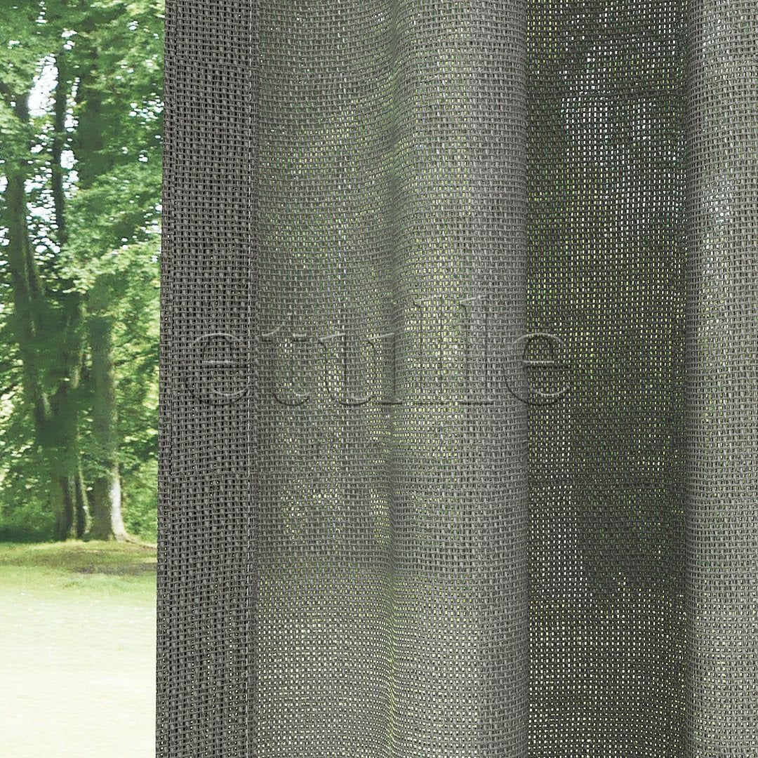 Dark Stone Shiny Plain Textured Tulle Curtain | Jasper
