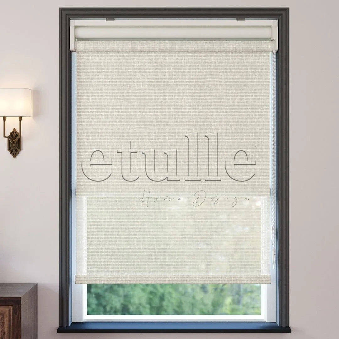 Krem Desenli Çiftli Stor Perde | Estella