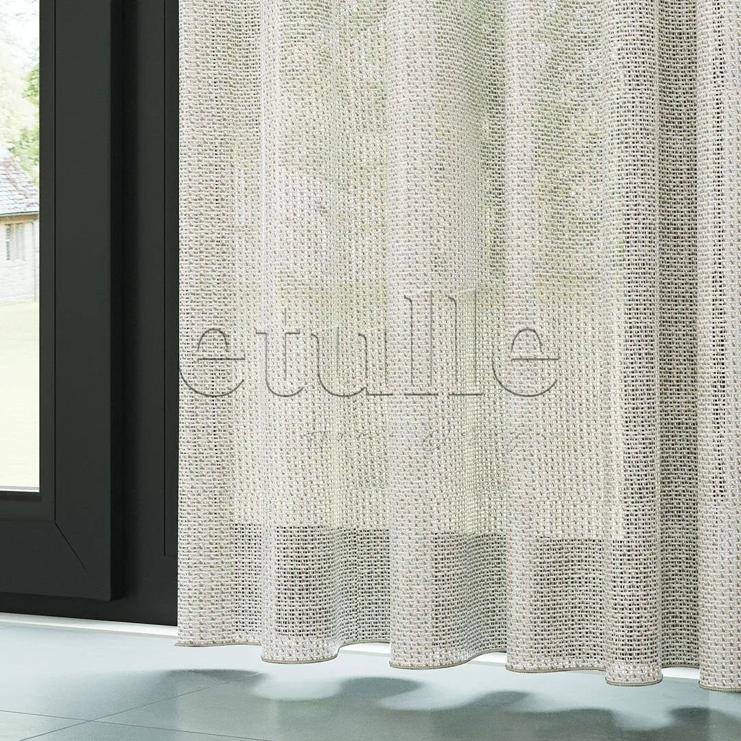 Krem Trend File Kalın Dekoratif Düz Tül Perde | Muse