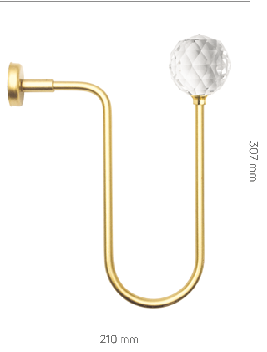 Kesme Kristal Küre Topuzlu U Renso – Fon Perde Bağlama Aparatı ve Perde Tutucu