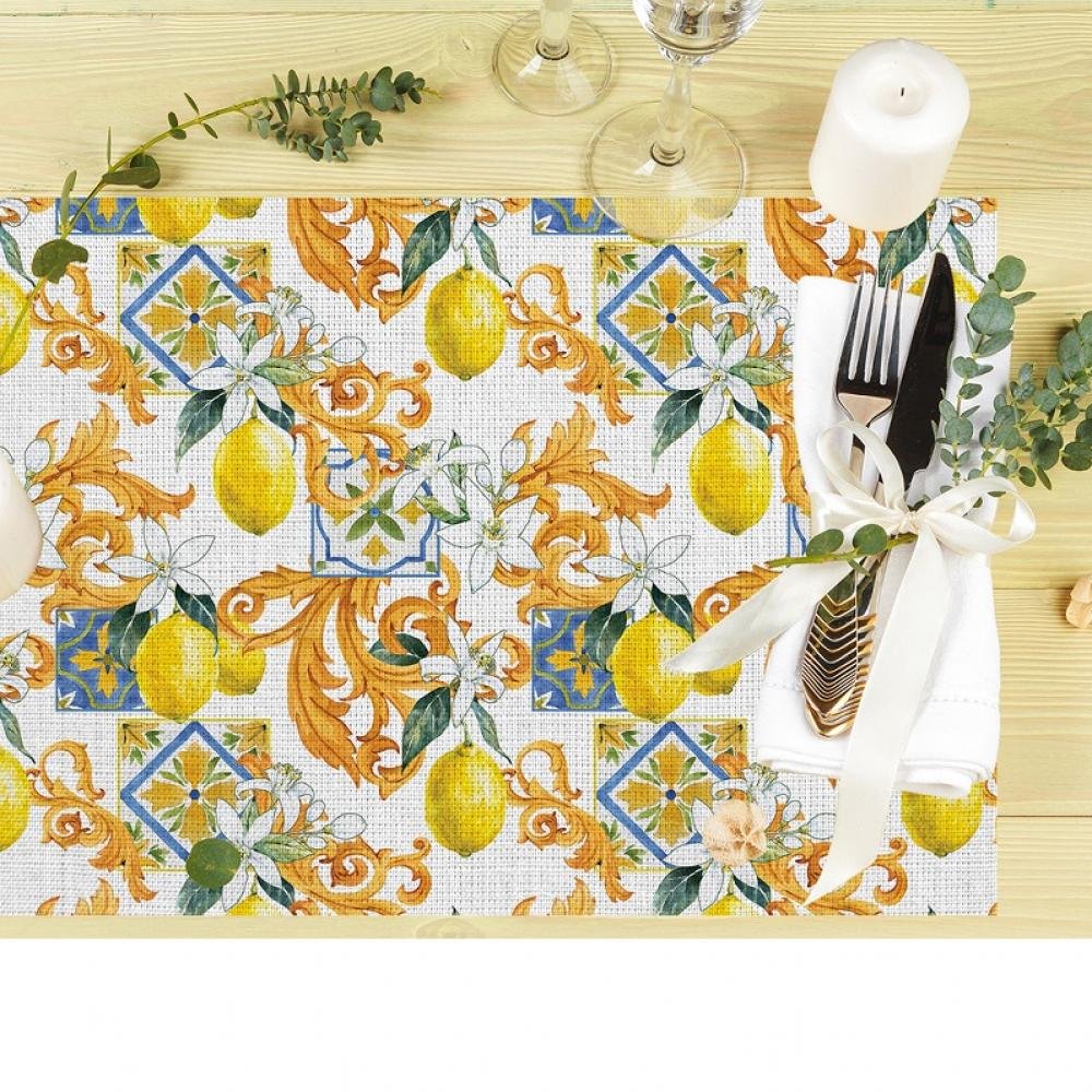 Limon Tasarımlı Kumaş Amerikan Servis 4'lü Set 35X50CM
