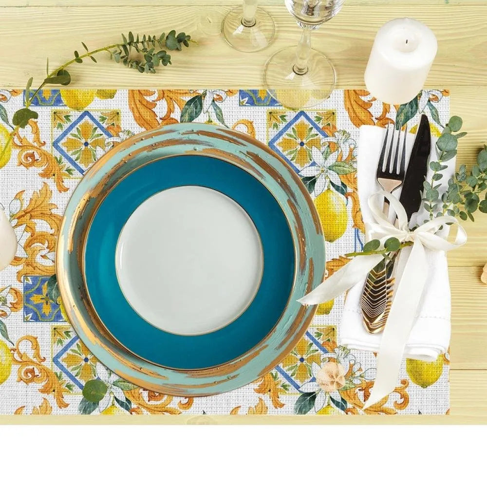 Limon Tasarımlı Kumaş Amerikan Servis 4'lü Set 35X50CM