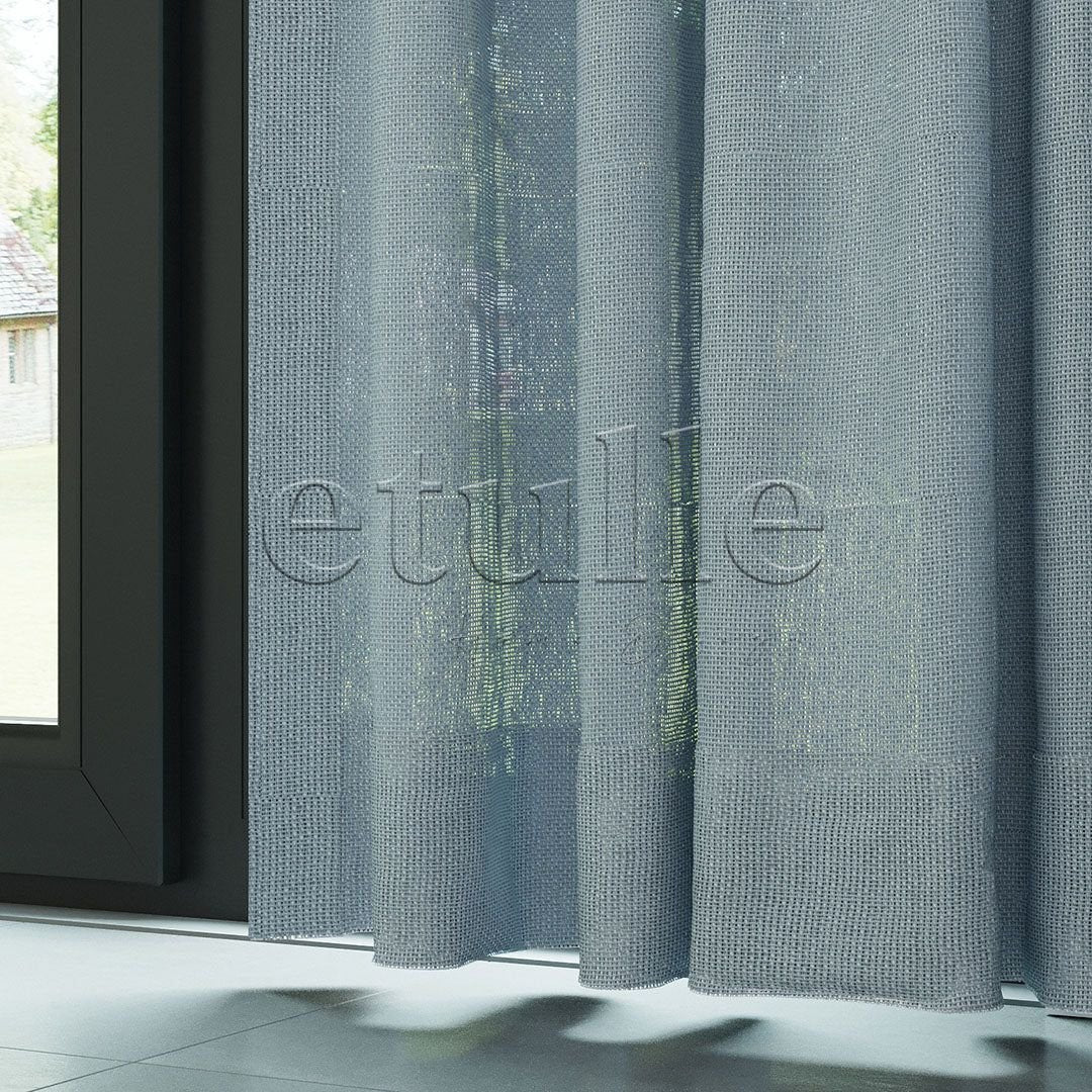 Blue Bright Plain Textured Tulle Curtain | Jasper