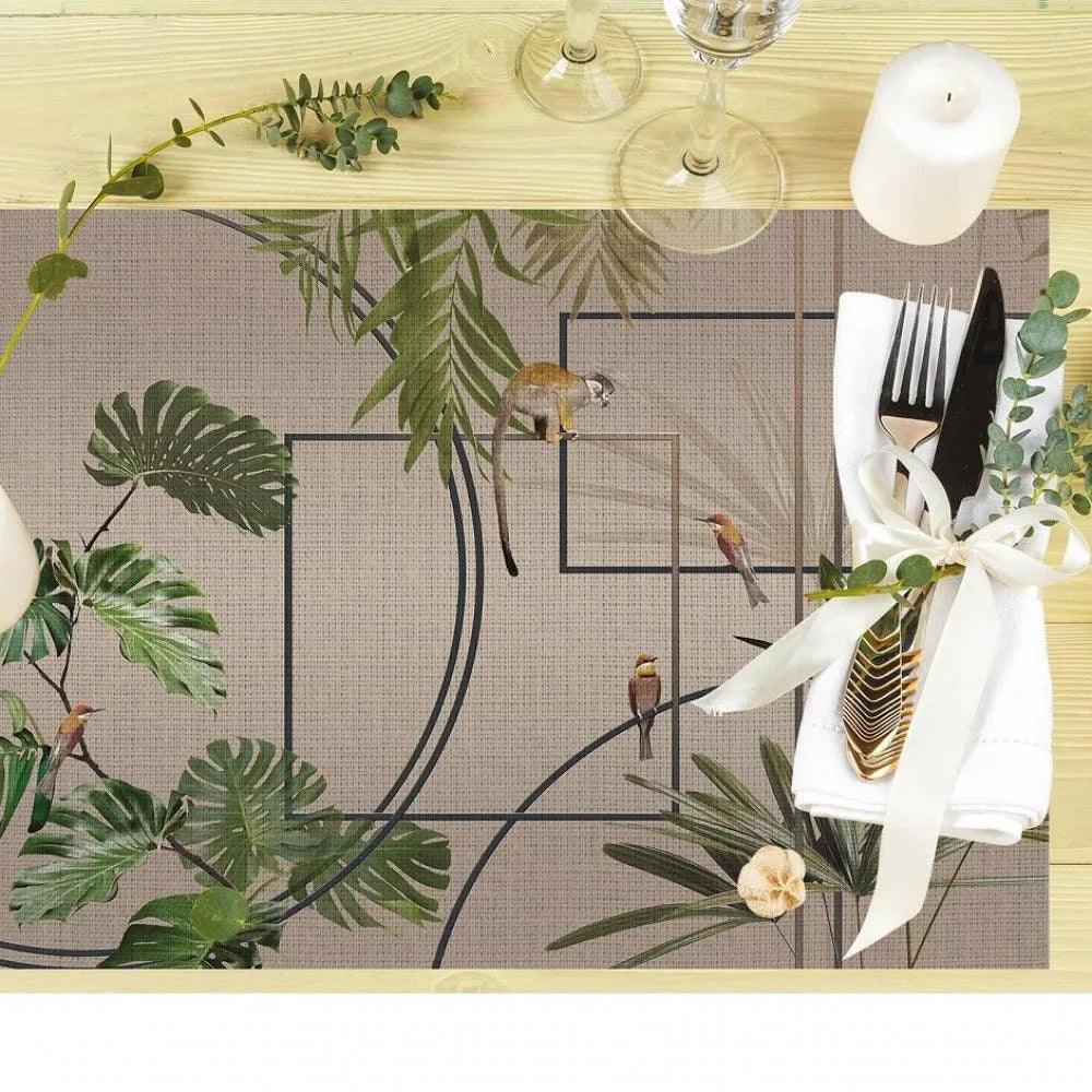 Modern Geometrik Kumaş Amerikan Servis 4'lü Set 35X50CM