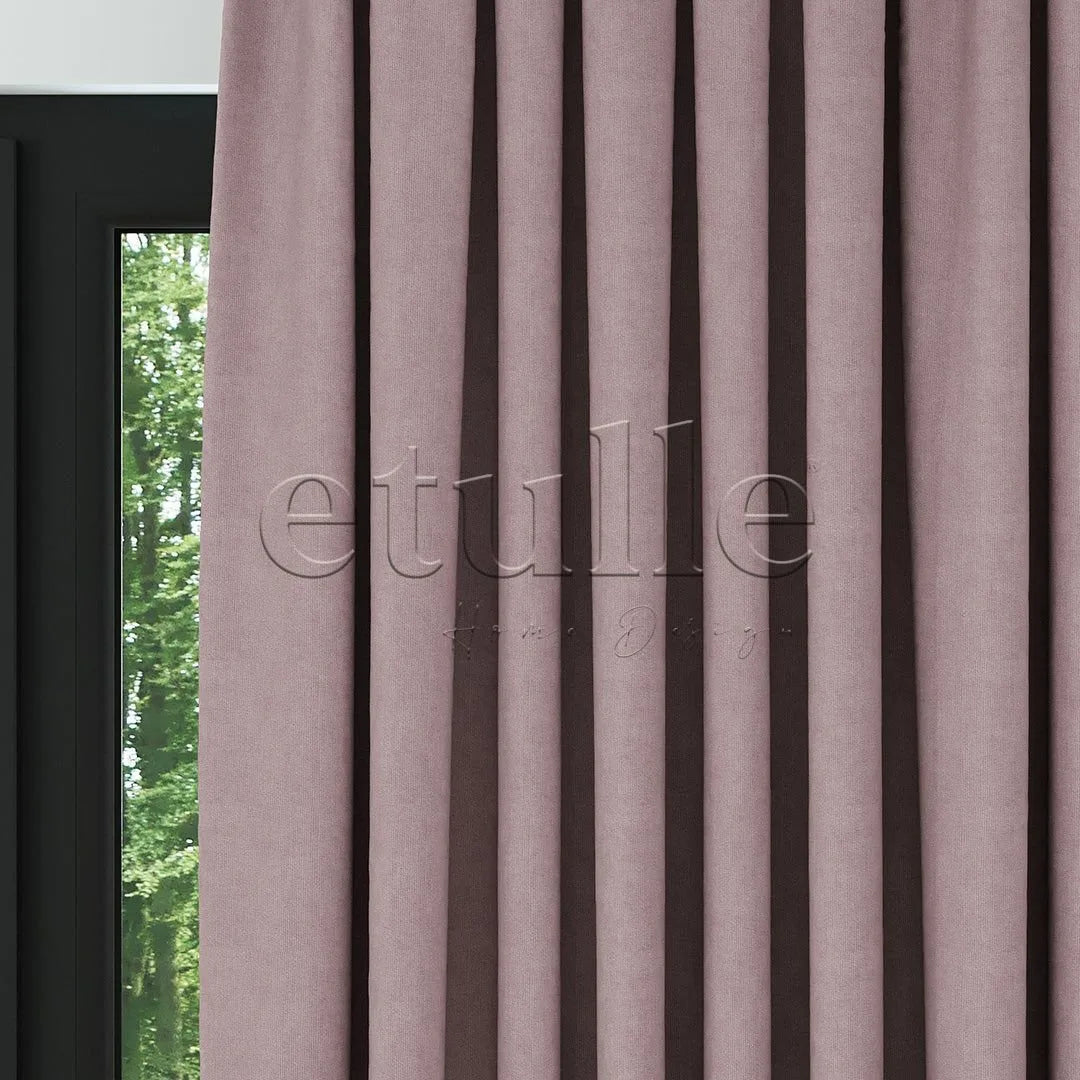 Pembe Mat Fitilli Kadife Fon Perde | Elvey