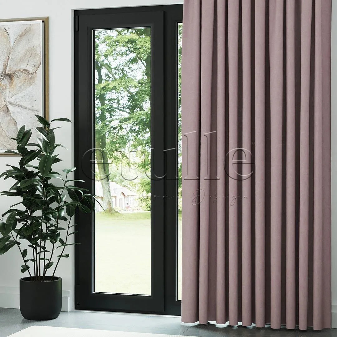 Pembe Mat Fitilli Kadife Fon Perde | Elvey