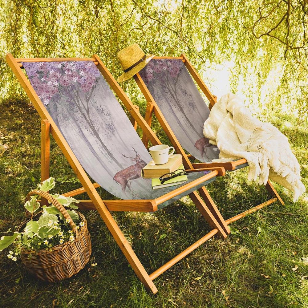 Purple Mini Flowers And Gazelles Sunlounger - SZL300