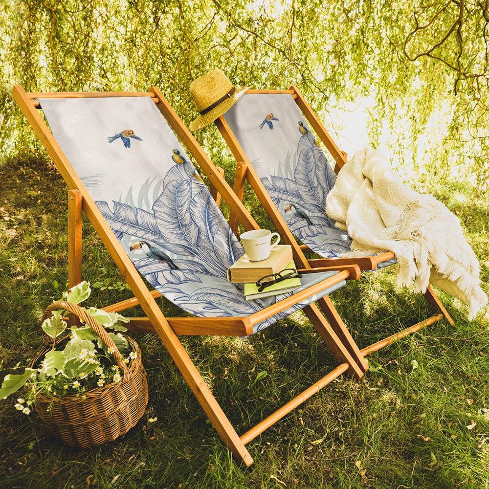 Sunlounger with Colorful Bird Detail - SZL307