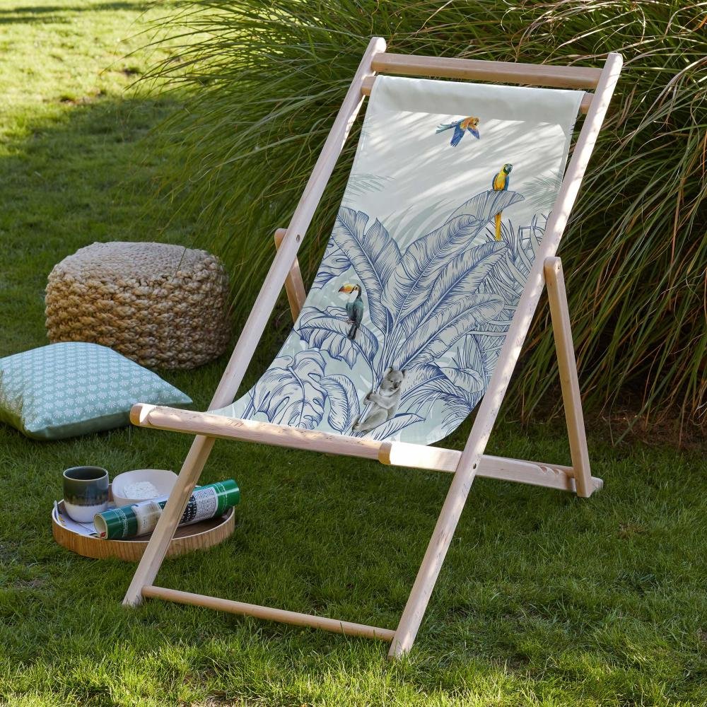 Sunlounger with Colorful Bird Detail - SZL307