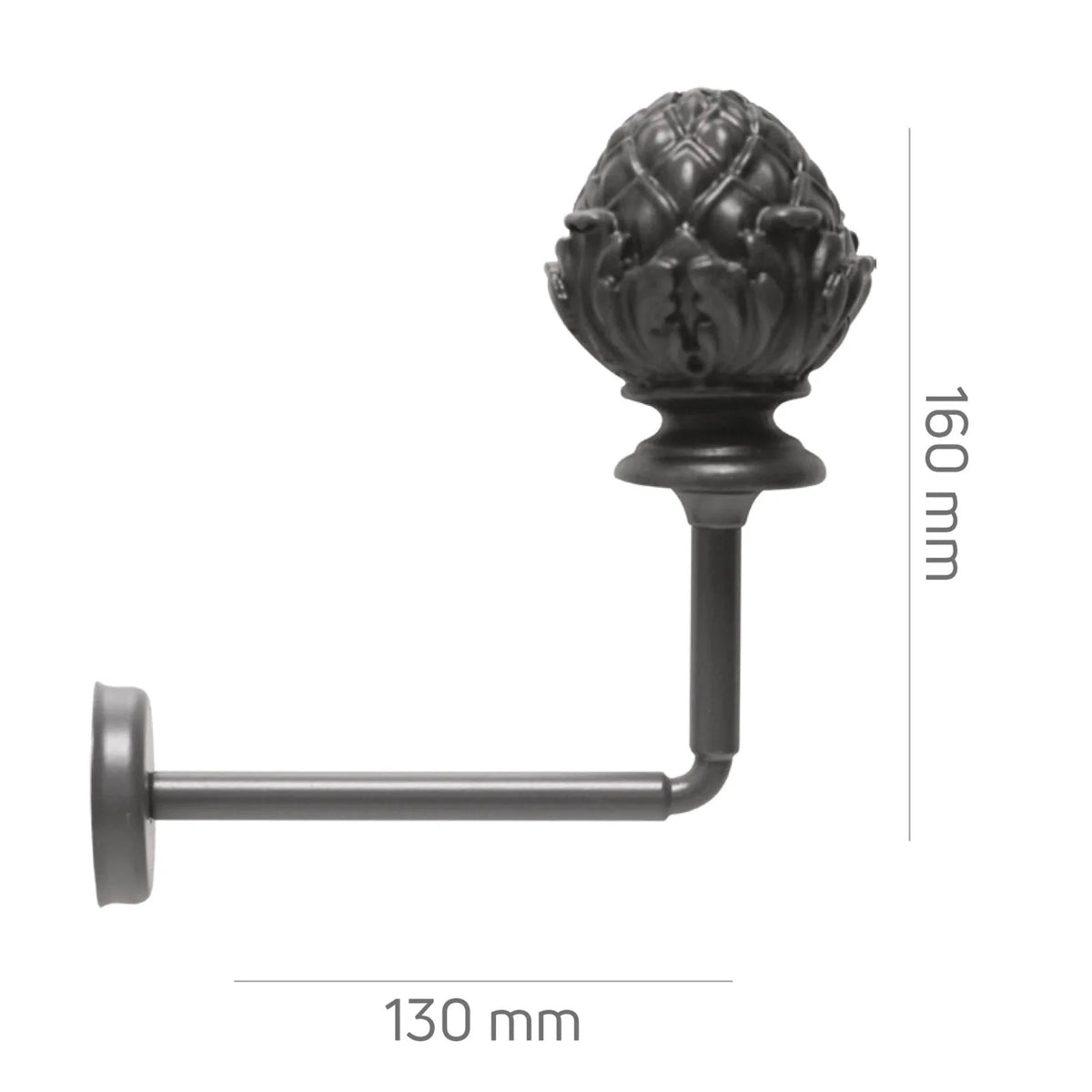 Perde Tutucu Renso - Siyah Eskitme Metal - Flora