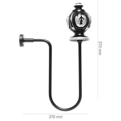 Perde Tutucu Renso Kol Bağı - Siyah Gümüş Eskitme Metal - Antik