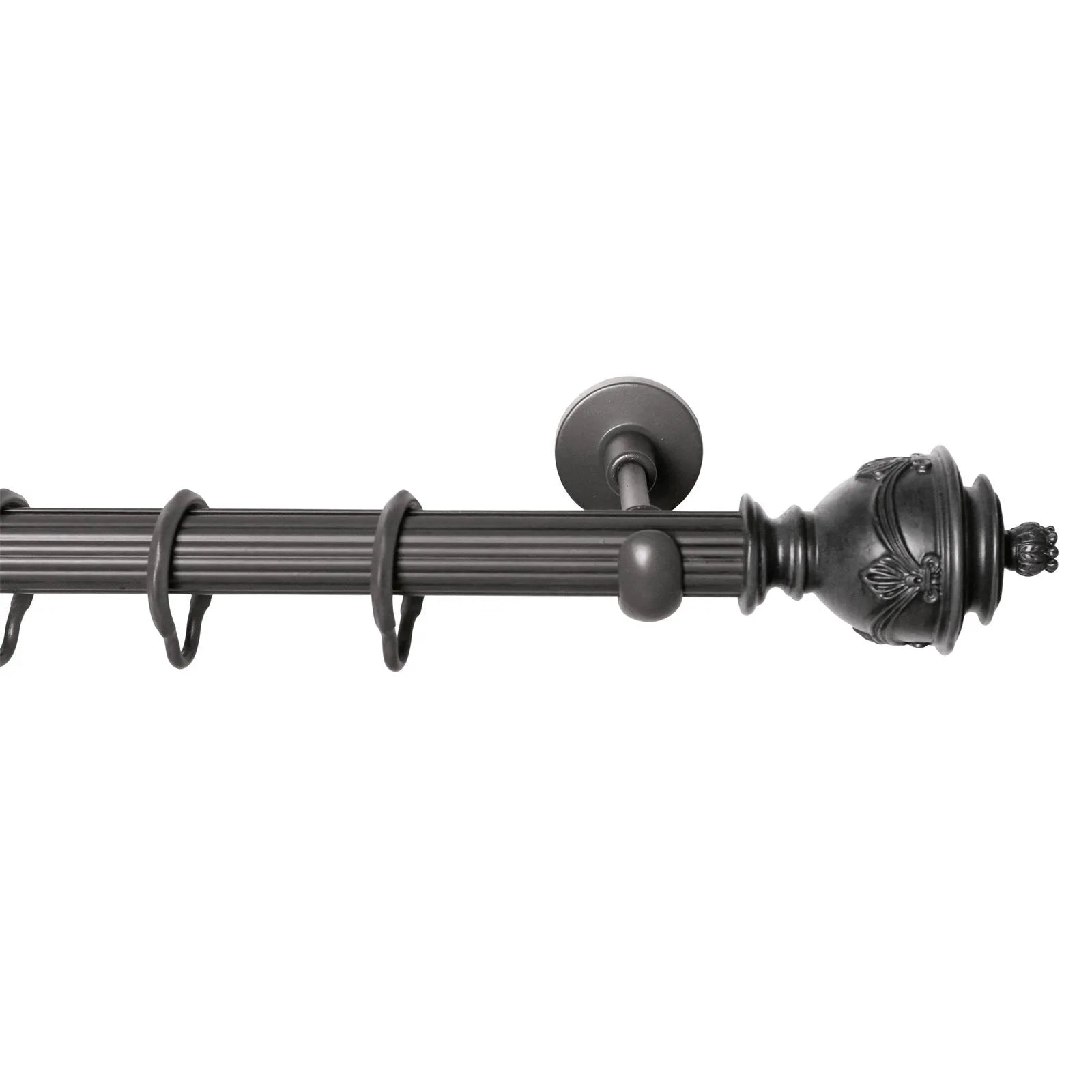 Rustik Perde Borusu 30 mm - Antrasit Eskitme Metal - Fiyonklu Vazo