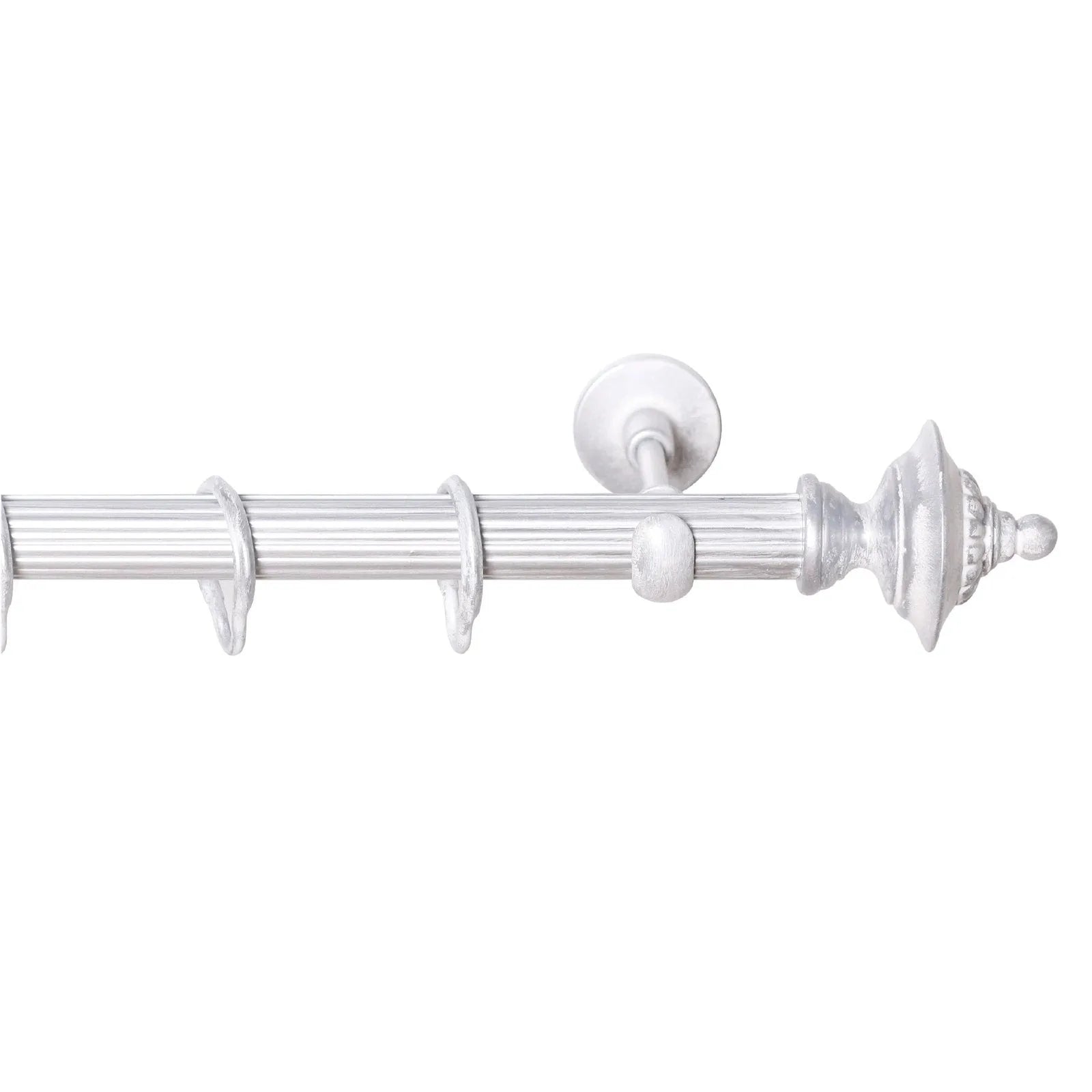 Rustik Perde Borusu 30-45 mm - Beyaz Eskitme Metal - Çömlek