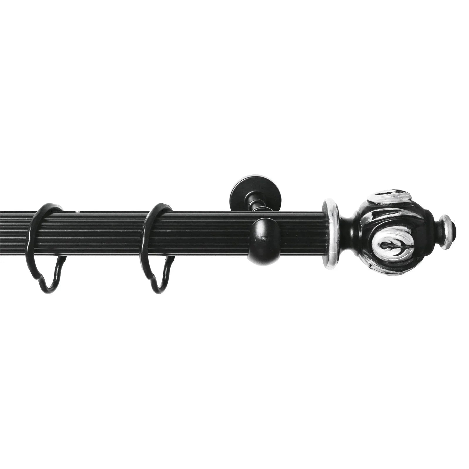 Rustik Perde Borusu 45 mm - Siyah Gümüş Eskitme Metal - Antik