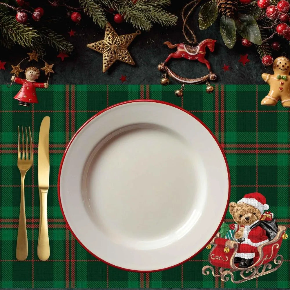 Santa Teddy Kumaş Amerikan Servis 4'lü Set 35X50CM