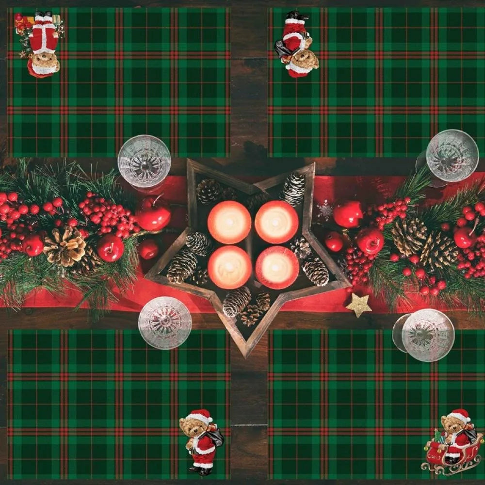 Santa Teddy Kumaş Amerikan Servis 4'lü Set 35X50CM