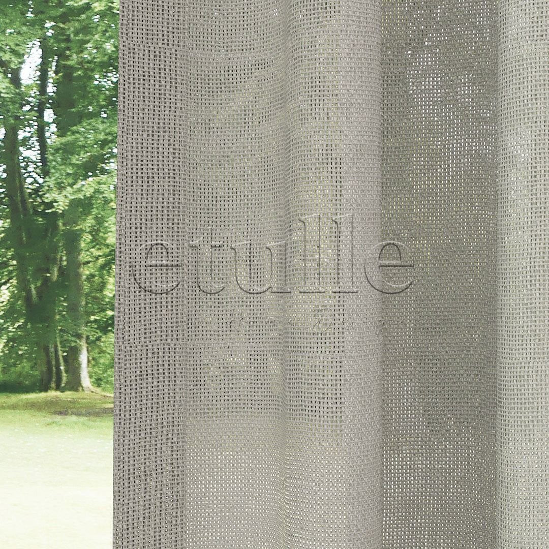 Stone Colored Shiny Plain Textured Tulle Curtain | Jasper
