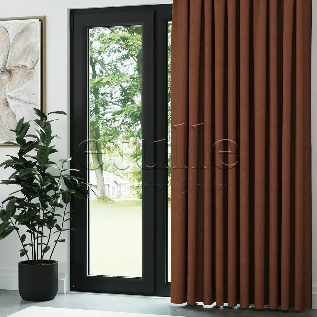 Turuncu Naturel Keten Fon Perde | Casual