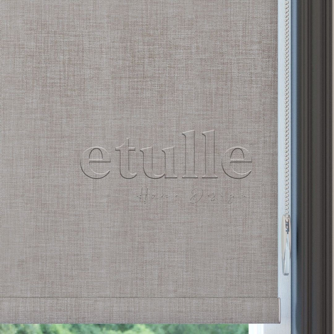 Mink Blackout Linen Roller Blinds | fiorella
