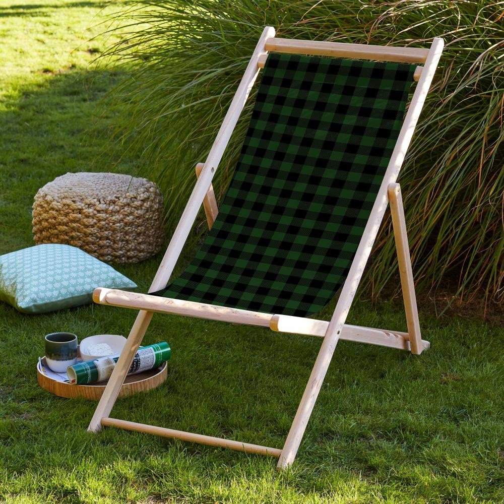 Green Plaid Foldable Sun Lounger - SZL29