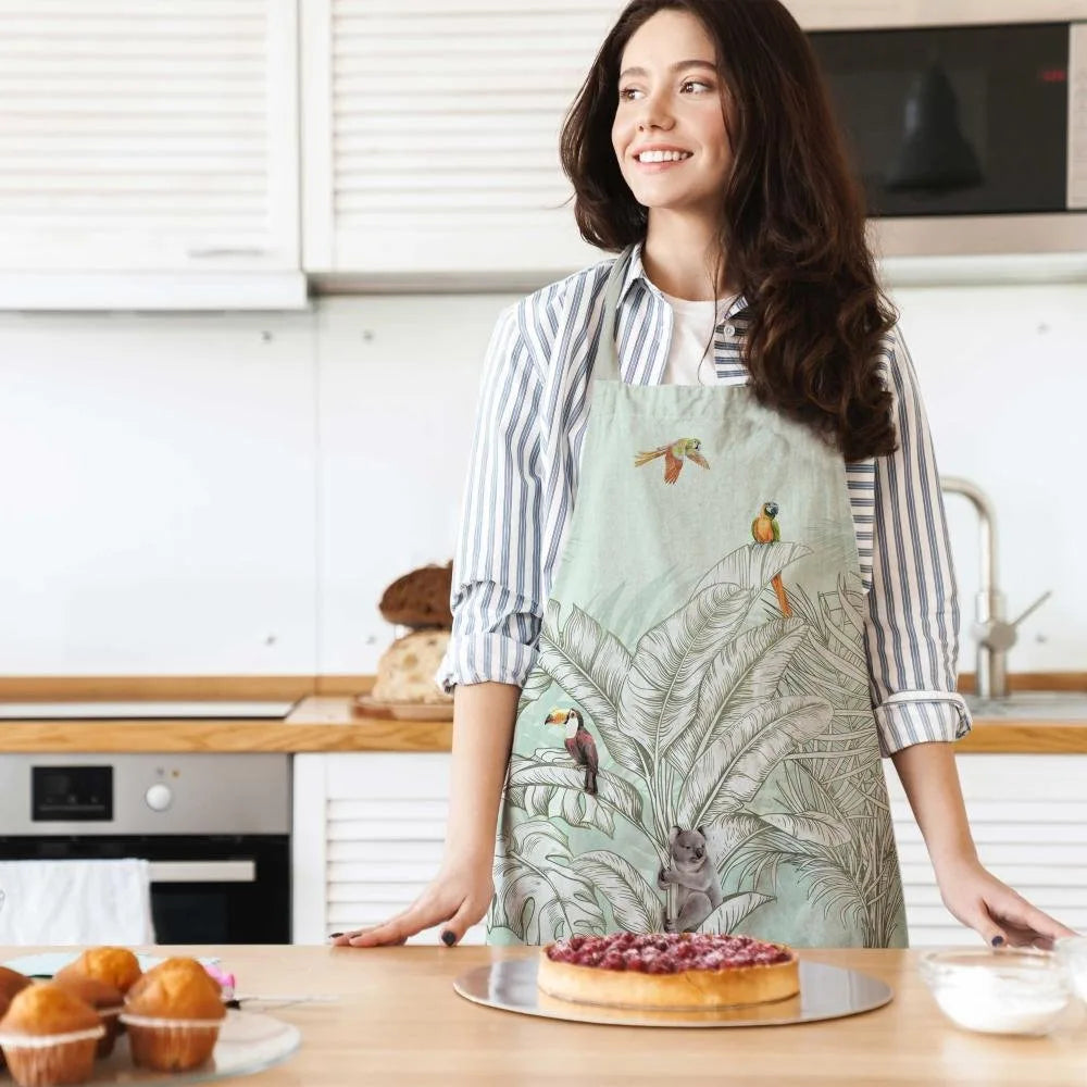 Renkli Palmiye Yaprak Detaylı Mutfak Önlüğü