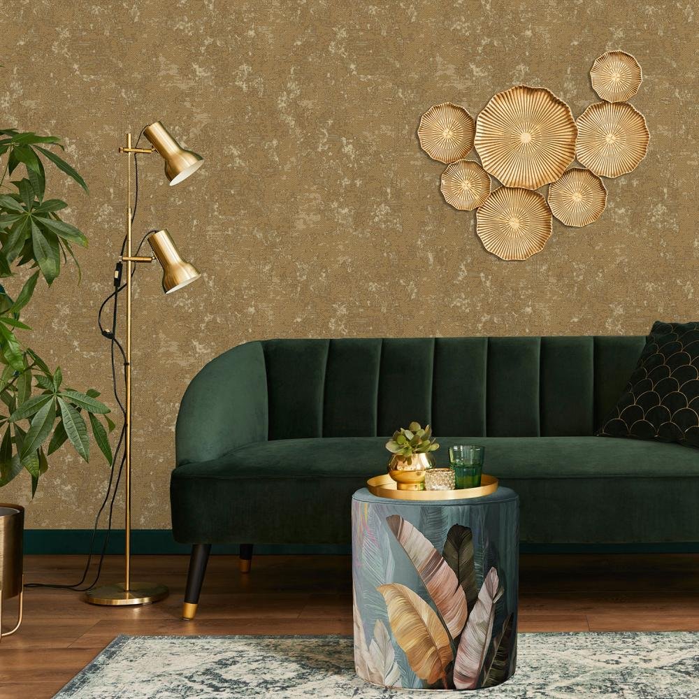 Pouf with Tropical Leaf Design